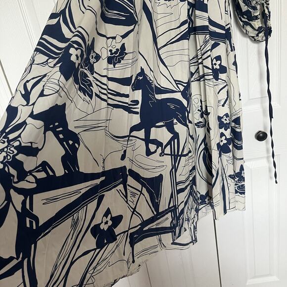 Anthropologie Beatrice B Midi Long Blue Print Dress Size 4 - Picture 9 of 10